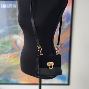 Salvatore Ferragamo Black Crossbody Bag with Gold Hardware